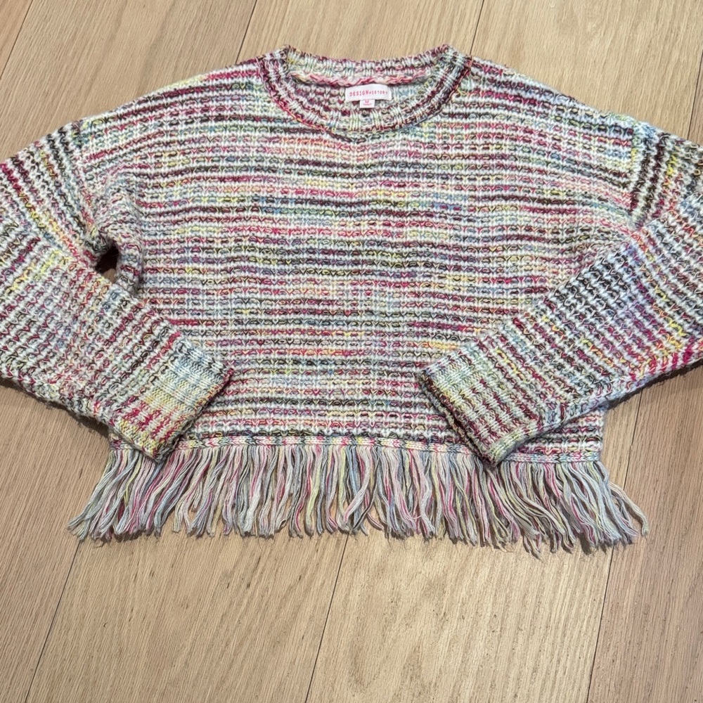 Girls Medium (10) Design History Sweater with fringe